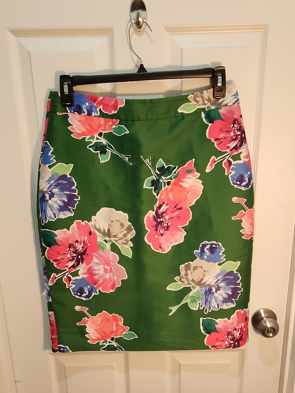 kate spade Green Floral Pencil Skirt with Pink, Blue & Cream Blooms